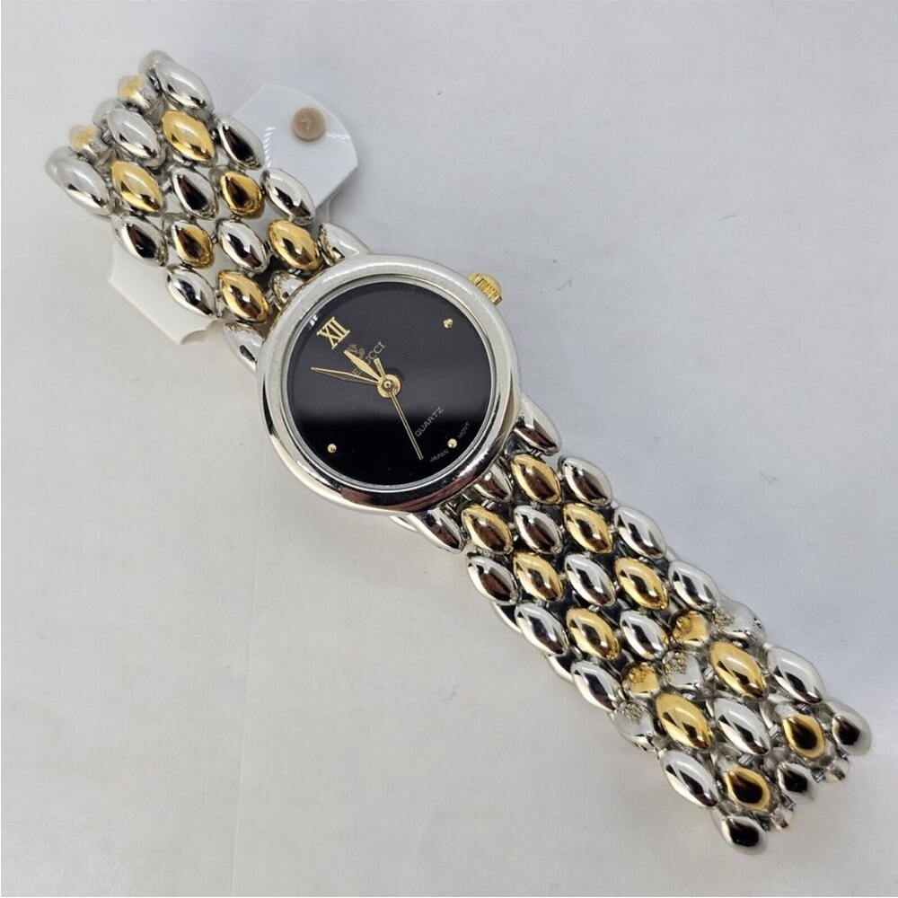 Verucci Two-Tone Silver and Gold Women's Bracelet Watch - Black Dial